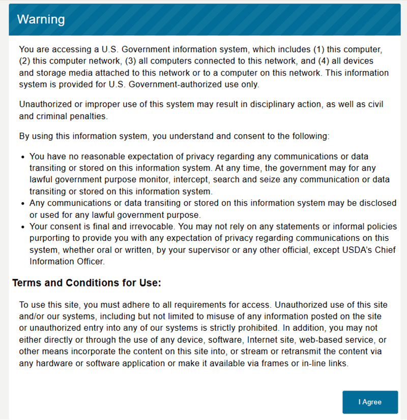 Warning Banner Page